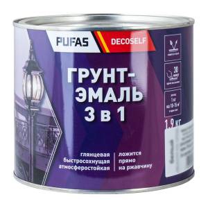 Грунт-эмаль Pufas Decoself 3 в 1 глянцевая белая 1.9 кг