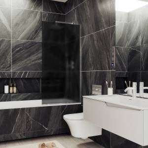 Шторка на ванну MaybahGlass MGV-84-5у стекло графит матовый, профиль хром матовый, 1400x400