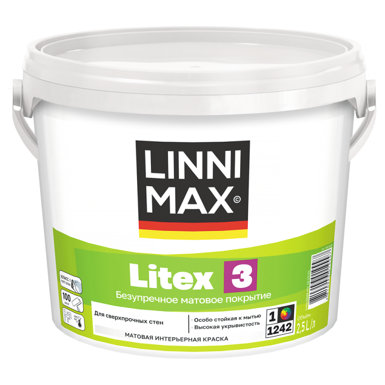 Краска для стен Linnimax Litex 3 матовая база 1 0.9 л