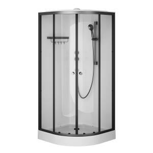 Душевая кабина Am.Pm X-Joy W94C-401-090BT 90x90, 1/4 круга, профиль матовый черный, стекло прозрачное