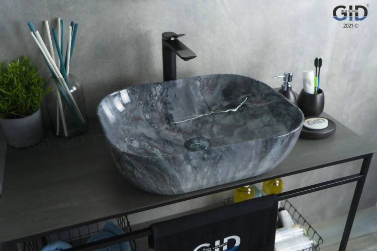 Раковина Gid Geométrico K397G124 54401 глянцевая, под камень, 50x40x14