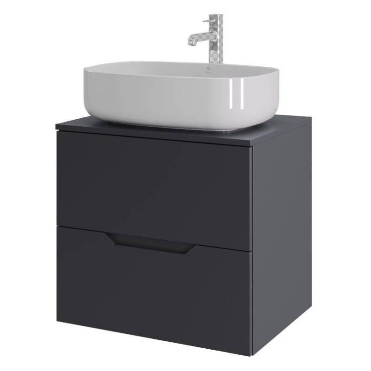 Тумба с раковиной Orange Line Li-60TugMDF+B07-540W графит матовый, 60 см