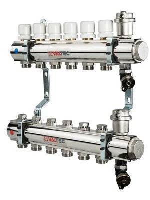Коллекторная группа VALTEC в сборе, 1х10 вых. Евроконус 3/4