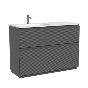 Тумба с раковиной Sancos Folk Floor напольная, 120x45x87, левая, c двумя ящиками оснащенными доводчиками, Grey soft
