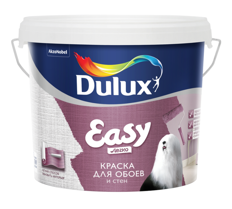 DULUX EASY краска водно-дисперсионная для всех типов обоев, BW (2,5л)