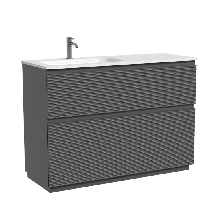 Тумба с раковиной Sancos Folk Floor напольная, 120x45x87, левая, c двумя ящиками оснащенными доводчиками, Grey soft