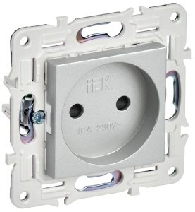 Розетка 1-местная с защитными шторками IEK Skandy SK-R13-10-K23 серебряный