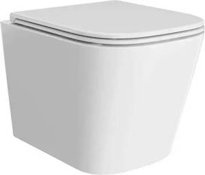 Унитаз подвесной Kerama Marazzi Cubo CU.wc.02 безободковый с крепежом и сиденьем белый глянцевый
