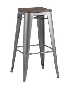 Стул барный Stool Group Tolix Wood YD-H765-W YG-15 серебристый матовый