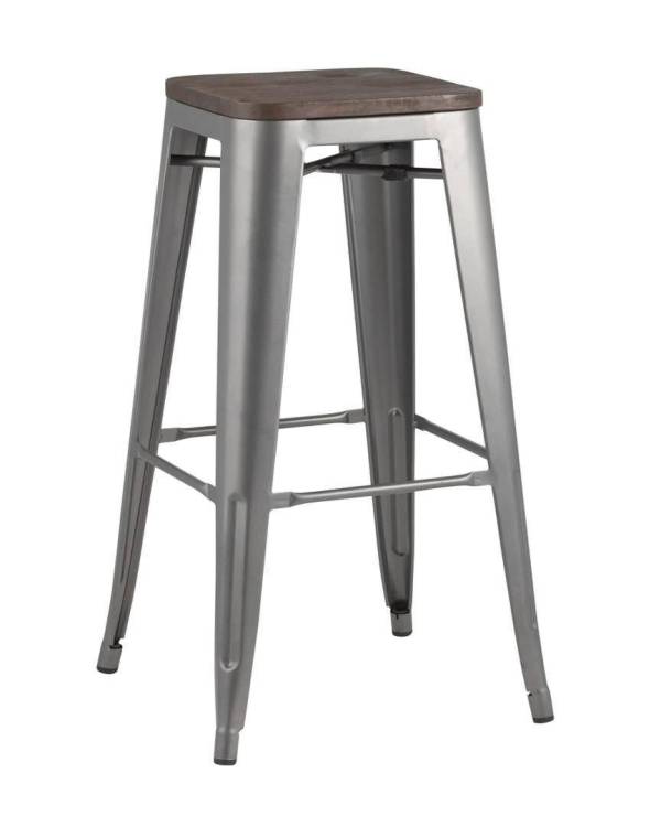 Стул барный Stool Group Tolix Wood YD-H765-W YG-15 серебристый матовый