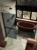 Душевая перегородка MaybahGlass MGD-730-6ш 79x195, стекло графит матовый 8 мм, профиль черный фото 3