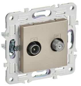 ТВ-розетка TV+SAT IEK Skandy SK-AF20-O-K37 шампань