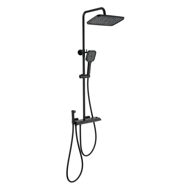 Душевая стойка Wonzon & Woghand WW-B4132-A-MB черная, с термостатом