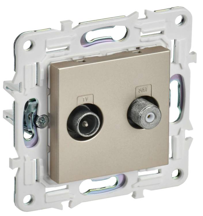 ТВ-розетка TV+SAT IEK Skandy SK-AF20-O-K37 шампань