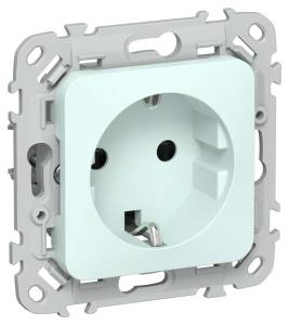 Розетка 1-местная с заземлением и шторками IEK Flite FI-R14-16-1-K94 холодный лед