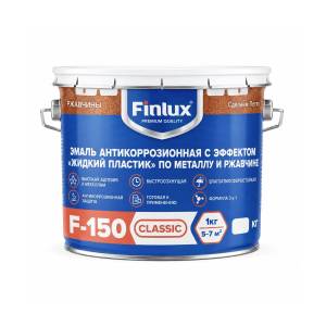 Краска по металлу и ржавчине 3 в 1 Finlux F-150 Gold матовая черная RAL 9005 10 кг