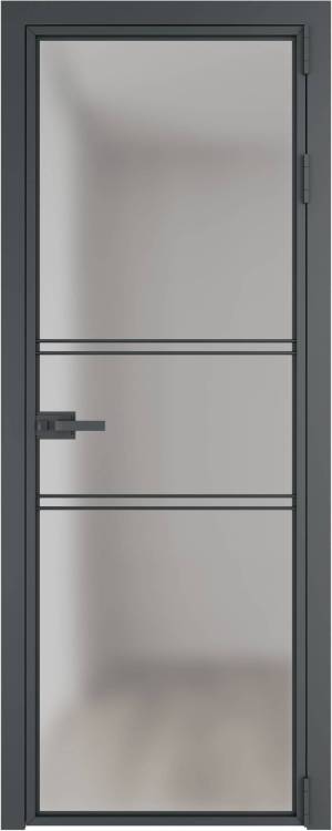 Межкомнатная дверь Profil Doors 2 AX цвет профиля Серая ночь, стекло безопасное 6 мм матовое 700x2000