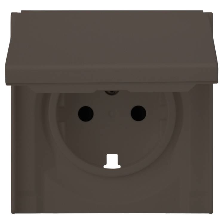 Лицевая панель для розетки 2к+з с крышкой Rikett 35634 CP капучино