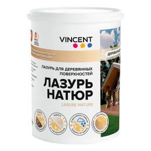 Лазурь лессирующая для защиты древесины Vincent Lasure Nature сатиновая 0.9 л