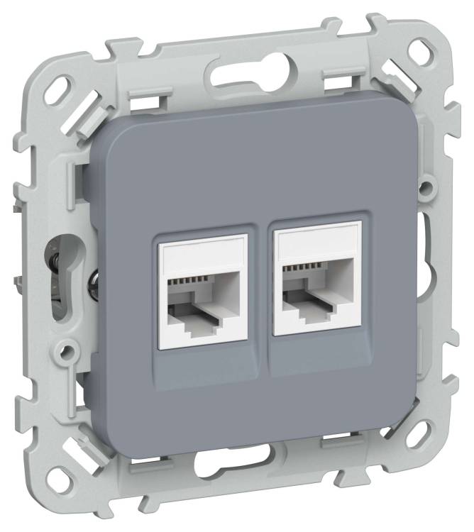 Розетка телефонная RJ11+Ethernet RJ45 IEK Flite FI-KT22-1-K35 маренго