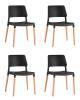 Набор из 4 стульев Stool Group Bistro 8086 BLACK X4 черный с деревянными ножками