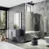 Шторка на ванну MaybahGlass MGV-133-1у стекло графит матовый, профиль белый матовый, 1400x440 фото 2