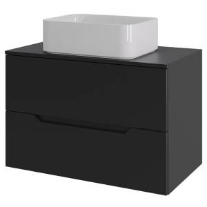 Тумба с раковиной Orange Line Li-70TubMDF+B02-460W черный матовый, 70 см