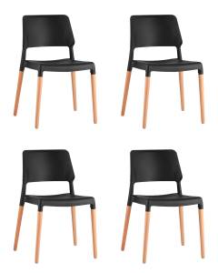 Набор из 4 стульев Stool Group Bistro 8086 BLACK X4 черный с деревянными ножками