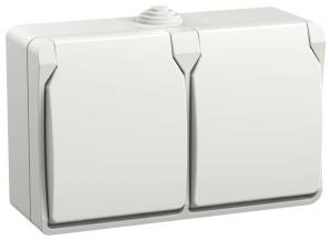 Розетка 2-местная с заземлением IEK Fors ERS22-K01-16-54-DC белый