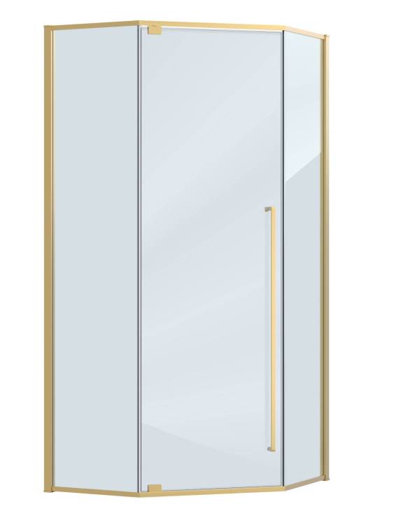 Душевой уголок Cezares PLANE-P-1-90-C-BORO профиль брашированное золото, стекло прозрачное, 90x90x195