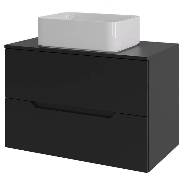 Тумба с раковиной Orange Line Li-70TubMDF+B02-460W черный матовый, 70 см