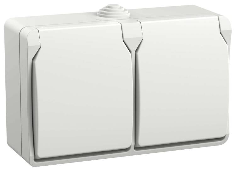 Розетка 2-местная с заземлением IEK Fors ERS22-K01-16-54-DC белый