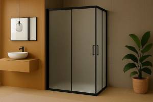 Душевой уголок Royal Bath HPD RB75115HPD-C-BL профиль черный, стекло матовое, 115x75x200