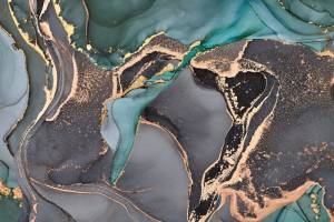 3D Фотообои Artegrafico «Серые флюидовые волны с золотыми бликами» IN-015 канвас