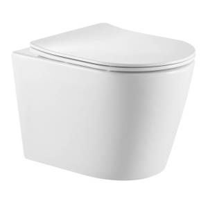 Унитаз подвесной Iberica Blanca Burgos Alto IB.BRA.231.1B1 безободковый, с крышкой-сиденьем микролифт