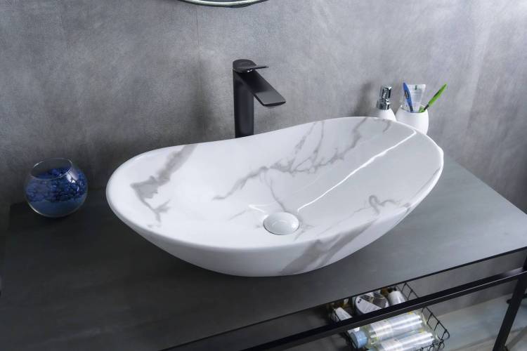 Раковина Gid Lago Mnc811C 54478 глянцевая, под камень, 61x37x15