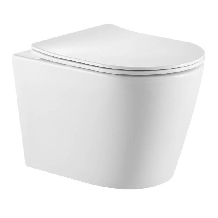 Унитаз подвесной Iberica Blanca Burgos Alto IB.BRA.231.1B1 безободковый, с крышкой-сиденьем микролифт