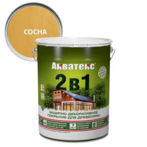 Защитно-декоративное покрытие для дерева Акватекс 2 в 1 алкидное полуматовое лессирующее сосна 20 л