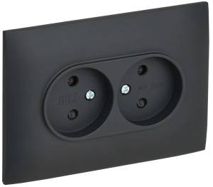 Розетка 2-местная с защитными шторками IEK Skandy SK-R23-10-K53-F графит