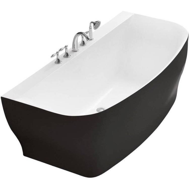 Акриловая ванна BelBagno BB74-NERO-W0 165x78 белая глянцевая/черная матовая