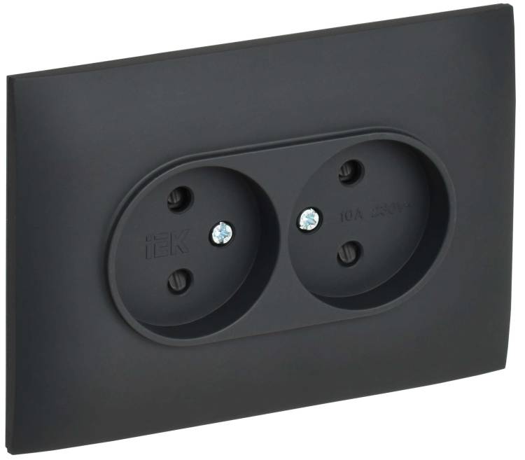 Розетка 2-местная с защитными шторками IEK Skandy SK-R23-10-K53-F графит