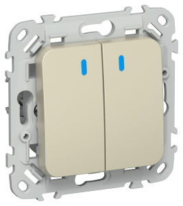 Выключатель 2-клавишный проходной IEK Flite FI-V22-1-10-1-K37 шампань
