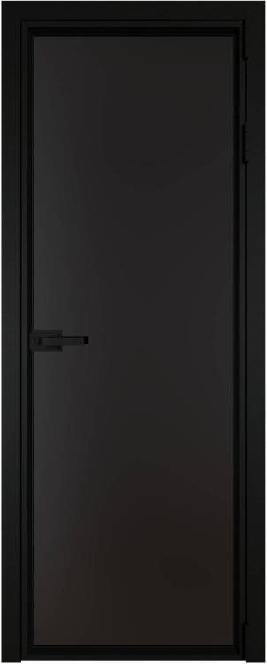 Межкомнатная дверь Profil Doors 1 AV цвет профиля Черный, стекло безопасное 6 мм монохром черный 800x2000
