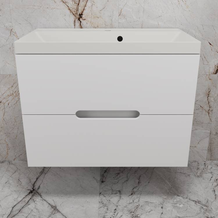 Тумба с раковиной Style Line Матис 80 подвесная, белая матовая, раковина жасмин, 57x80x45