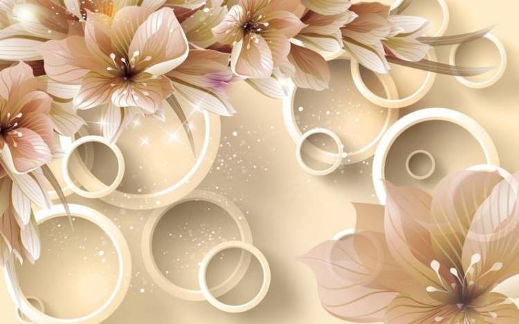 3D Фотообои Artegrafico «Волшебные цветы на бежевом фоне» GM-072 канвас