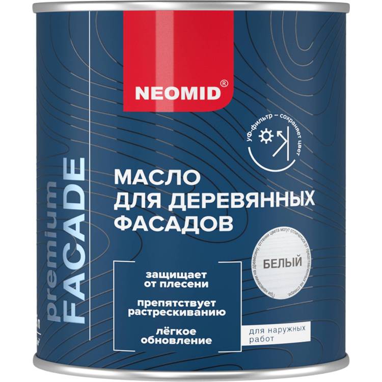 Масло для деревянных фасадов Neomid Facade шелковисто-матовое белое 0.75 л