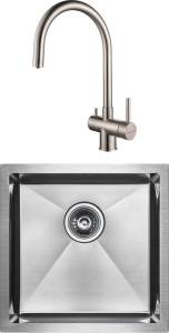 Комплект Paulmark Gerberg PM214444-BS брашированная нерж. сталь + Смеситель Paulmark Heller He213218-SS для кухонной мойки, нержавеющая сталь