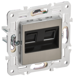 Розетка компьютерная RJ45 2-местная IEK Skandy SK-K20-1-K50 никель