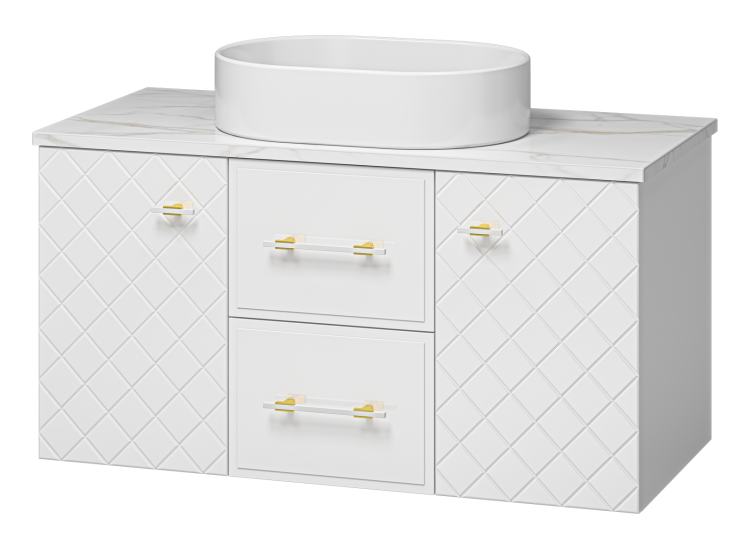 Тумба с раковиной Brevita Шанель УТ000026135 белая глянцевая, 100 см