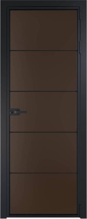 Межкомнатная дверь Profil Doors 5 AX цвет профиля Черный, стекло безопасное 6 мм монохром шоколад 600x2000